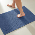 TYUU Bathroom Rugs Non Slip Washable, Super Absorbent Thin Bath Mat Small Quick Dry Low Pile Bathroom Rug, Navy Blue 20"x30"