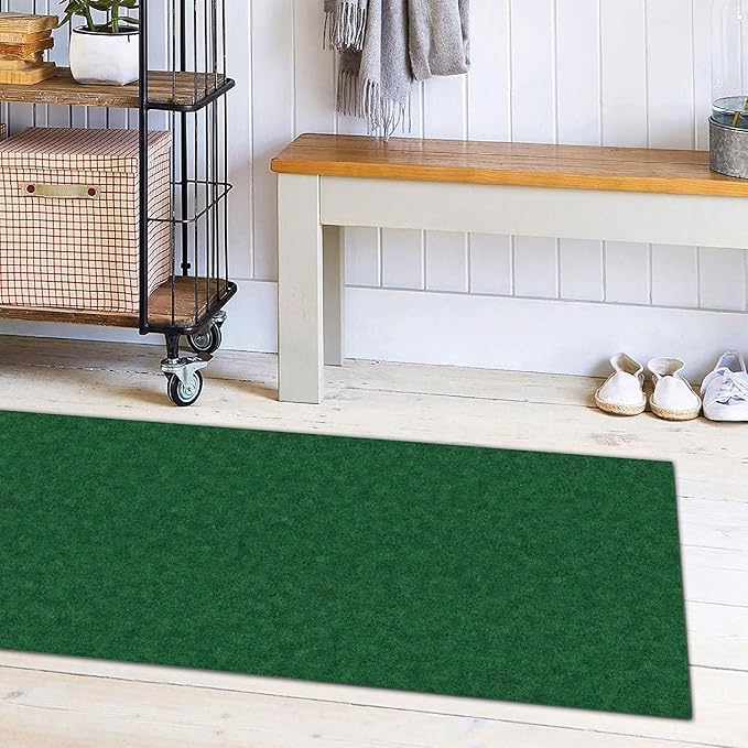 Ottomanson 2'7" x 6' Hallway Runner - Extra Durable Non-Slip Rug Mat for Indoor & Outdoor Use - Ideal for Kitchen, Entryway & Garage - High-Traffic Carpet, Green