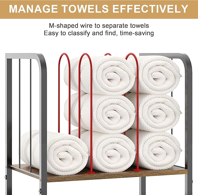 Towel Rack Free Standing 3-Tier M-Shaped Detachable Dividers, Durable Metal Towel Holder for Bathroom, Pool Towel Rack, Space-Saving Towel Storage Organizer, Modern Bath Towel Shelf Patent Pending