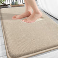 OLANLY Thick Memory Foam Bath Mat Rug 32x20, Extra Soft Absorbent Bathroom Rug, Quick Dry Bath Mats, Non-Slip, Machine Washable Carpet for Bathroom, Tub and Shower, Home Decor Accessories, Beige