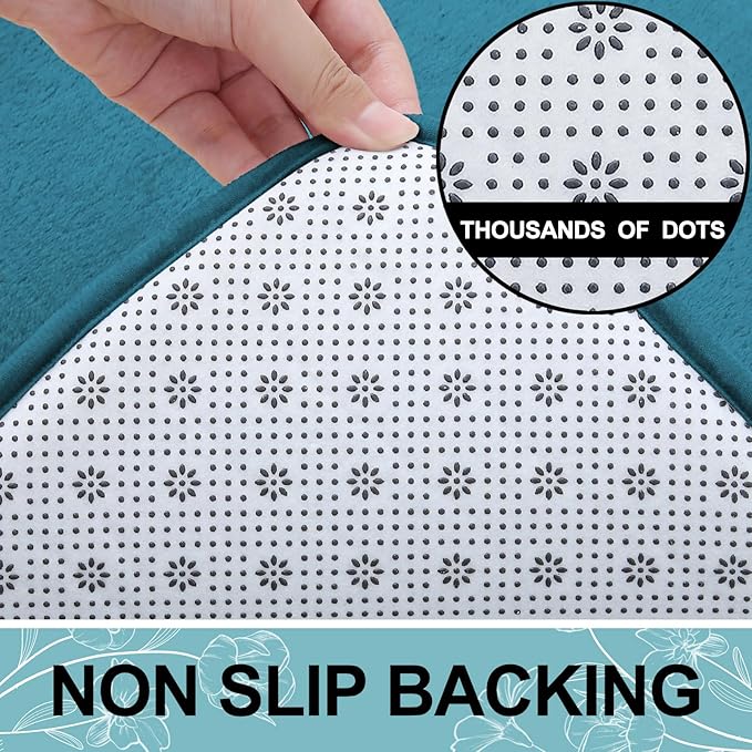 Smiry Memory Foam Bath Mat 47x17, Extra Soft and Absorbent Bathroom Mats, Non Slip Washable Carpet for Floor, Shower and Tub, Peacock Blue