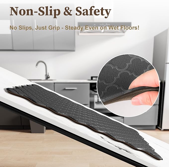 Arenarug Upgrade Scalloped Embossed Kitchen Mats for Floor 2PCS Cushioned Anti Fatigue Waterproof Foam Kitchen Rugs Non Slip Washable Comfort Standing Mat for Sink Laundry, 17.3"x30"+17.3"x59", Black