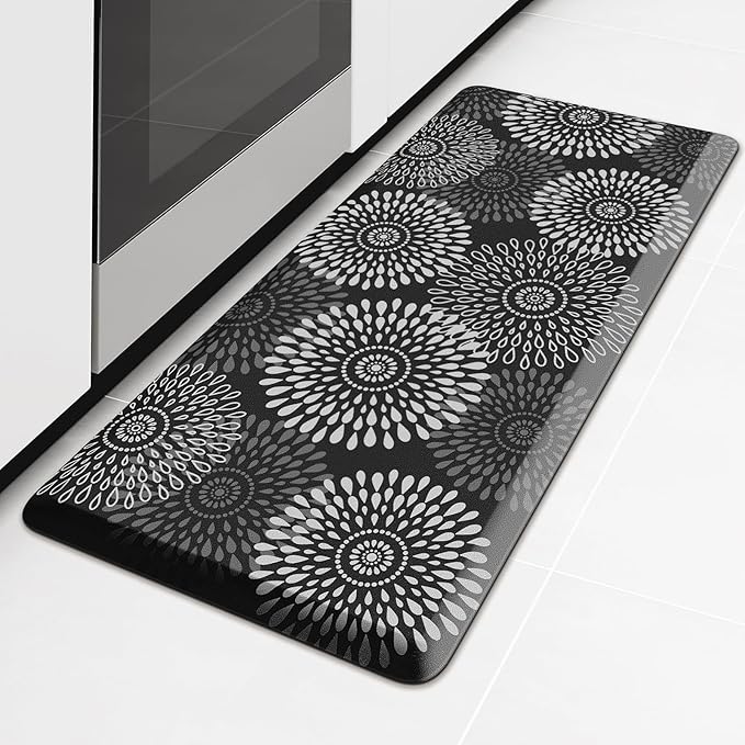 LuxStep Kitchen Mat Waterproof Kitchen Rugs for Floor Cushioned Anti-Fatigue Mat Non-Slip Standing Desk Mat Comfort Floor Mats for House Sink Office 17.3" x 39" Black