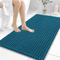OLANLY Bathroom Rug Mat 44x24, Thick Soft and Absorbent Chenille Bath Mat, Non-Slip Rubber Backing, Machine Washable Quick Dry Bath Rugs for Tub Shower Floor, Home Decor Accessories, Peacock Blue