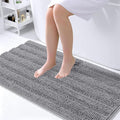 OLANLY Thick Large Bathroom Rugs 45x27, Extra Soft Absorbent Chenille Striped Bath Rugs, Rubber Backing, Machine Wash Dry, Bath Mats for Bathroom Floor, Tub and Shower, Home Decor Accessories, Grey