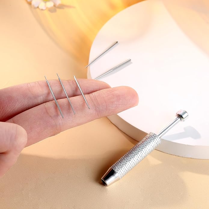 GEMQUEEN Piercing Taper Ball Grabber Tool for Changing Jewelry - 14G 16G 18G 20G Stainless Steel Flat Back Earrings Applicator Tool Threadless Insertion Pin Thread Body Piercing Kit for Ear Nose Lip