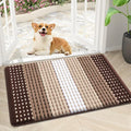 Kitinjoy Indoor Outdoor Door Mat, 30x17 Non-Slip Absorbent Dirt Trapper, Low-Profile Washable Inside Entrance Front Floor Mat, Sturdy Soft Entry Dotted Ombre Doormats for Entryway, Brown