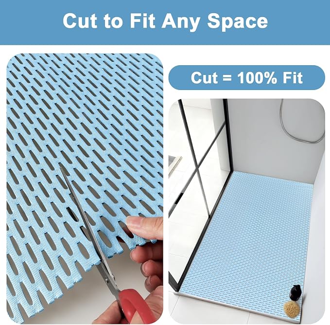 Extra Large Shower Mat: 47"x32" Non Slip Shower Mats for Inside Shower, PVC Anti Slip Shower Stall Mats No Odor, Trimmable Walk in Shower Mats for Elderly Kids