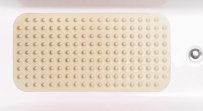 Large Non-Slip Bathtub & Shower Mat 31"x16" (Smooth/Non-Textured Tubs Only) Safe, Clean, Machine-Washable, Superior Grip&Drainage, Vinyl, Transparent Light Brown,Medium