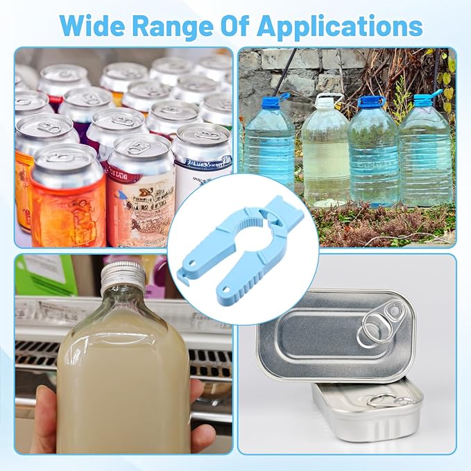 Ymapinc 3pcs Multi Function Bottle Openers, Plastic Bottle Opener, Water Bottle Openers for Seniors, Jar Opener, Bottle Cap Opener, Blue, Easy Grip for Arthritic Hands, Elderly, Weak Hands