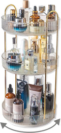 Asayuee 360 Rotating Makeup Organizer,3 Tier Large Capacity Make Up Organizers and Storage,Skincare Perfume Vanity Organizers,Bathroom Cosmetics Storage Organizer Countertop (Clear-3 Tier)