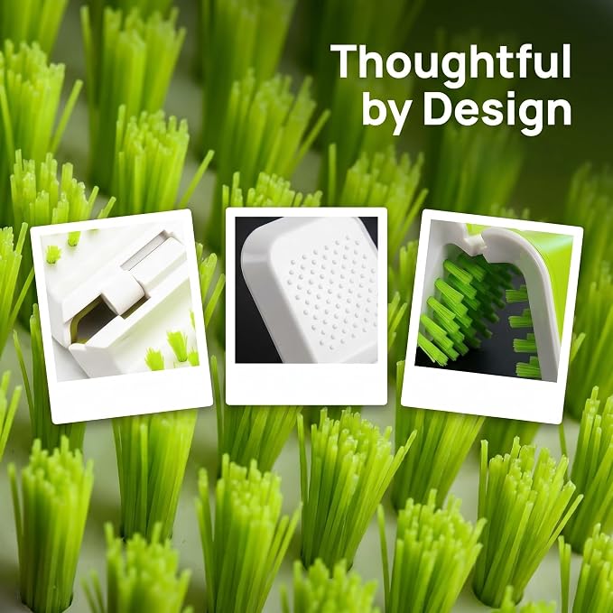 Knife Cleaning Brush, Blade and Cutlery Cleaner Brush with Bristle Scrubber, Non-Slip Handle Kitchen Cleaning Brush for Knives, Utensils, Dishes and Kitchen Tools (Green)