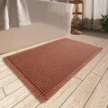 AMOAMI Upgraded Waffle Bath Mat, Super Absorbent Non Slip Bath Mats for Bathroom Floor, Machine Washable Bathroom Rugs with Tassels, Rubber Backed Bathroom Mats, Ultra Soft, 17" x 24", Dirty Orange