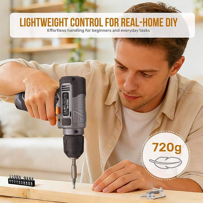 Hi-Spec Tool Kit with 8V Cordless Drill Set. Complete DIY Tool Set for Essential Everyday Home Repair & Maintenance. USB Rechargeable Electric Drill in a Compact Toolbox Case.