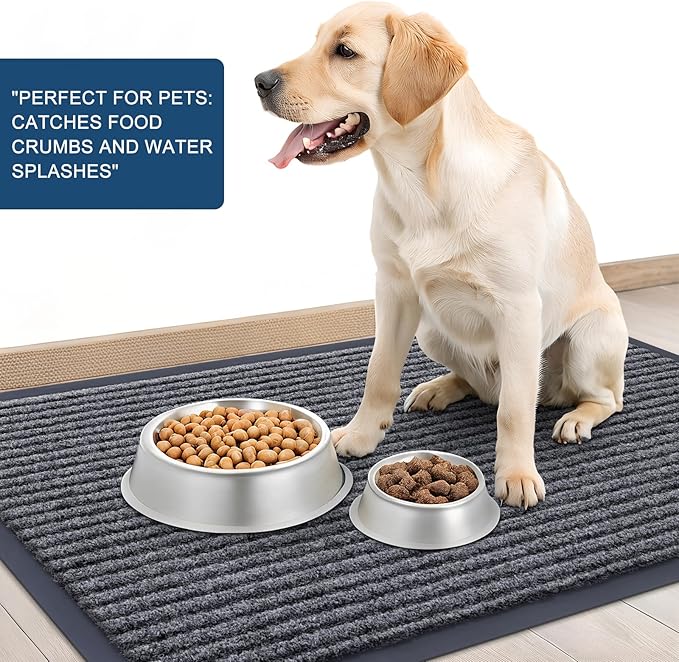 OLANLY Front Door Mat Indoor Outdoor Entrance, 2-Pack 47 x 23 Inch, Waterproof Heavy Duty Doormat, Fade Resistant, Low Profile, Easy Clean Patio Porch Welcome Floor Mats for Entry, Grey