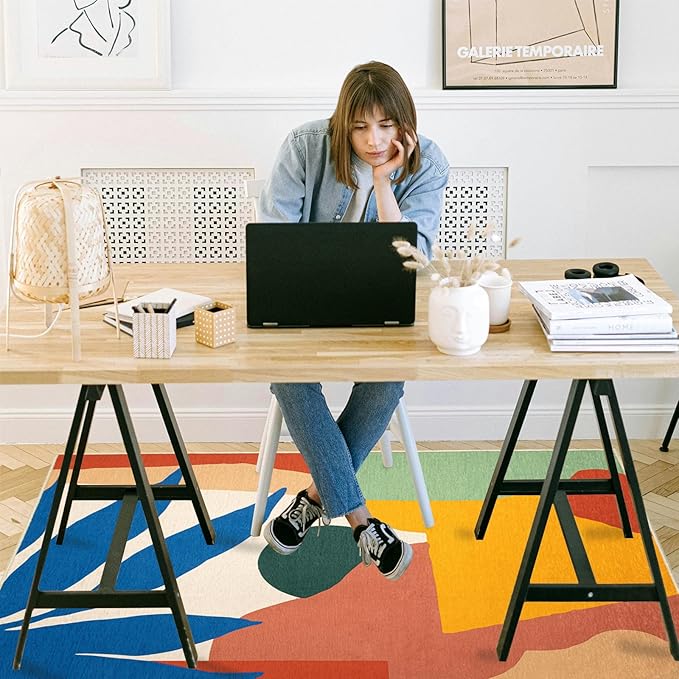 Office Chair Mat for Hardwood Floor, 60"x45" Easy Glide Computer Desk Mat Protector for Rolling Chair Under Desk Rug Nonslip Backing, Machine Wash, (Modern)