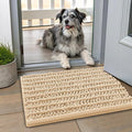 Smiry Dog Door Mat for Muddy Paws 24x16, Absorbent Dirt Trapper, Non-Slip Washable Chenille Entryway Rug for Inside Floor, Beige, Layered Pattern