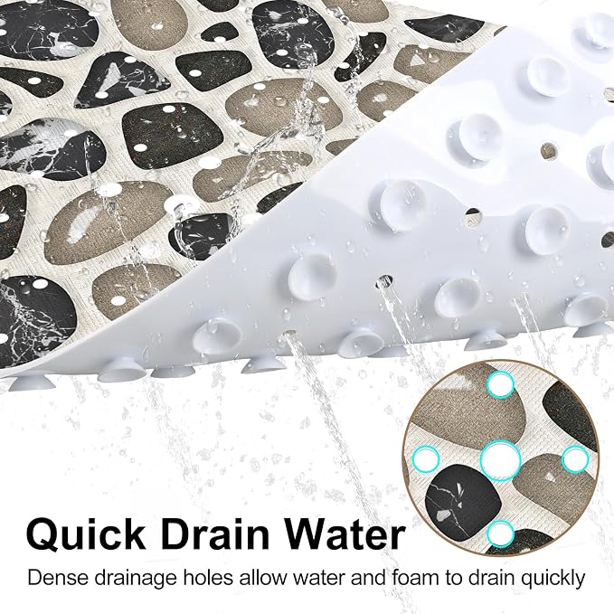 Square Shower Mat, 21x21 Inch Non Slip Shower Mats for Inside Shower Stall, Soft PVC Anti Slip Shower Mat with Sucion Cups, Machine Washable Bathroom Shower Floor Mat for Elderly Kids