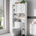 Over the Toilet Storage Cabinet, Freestanding Storage Cabinet Over Toilet, Bathroom Storages Organizer Cabinets with Toilet Paper Holder Stand and Adjustable Shelf, White