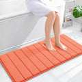 OLANLY Memory Foam Long Bathroom Rugs Runner 44x20, Super Soft Absorbent Bath Mat, Quick Dry, Machine Washable Shower Floor Rugs, Bathmat Carpet, Bathroom Home Decor Accessories, Coral