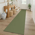 KOZYFLY Cotton 2x12 Runners Rugs for Hallway, Long Washable Runner Rug, Woven Non Slip Kitchen Runner, Braided Entryway Rug, Floor Carpet for Entry, Aisle, Hall, Olive Green/Earthy Green