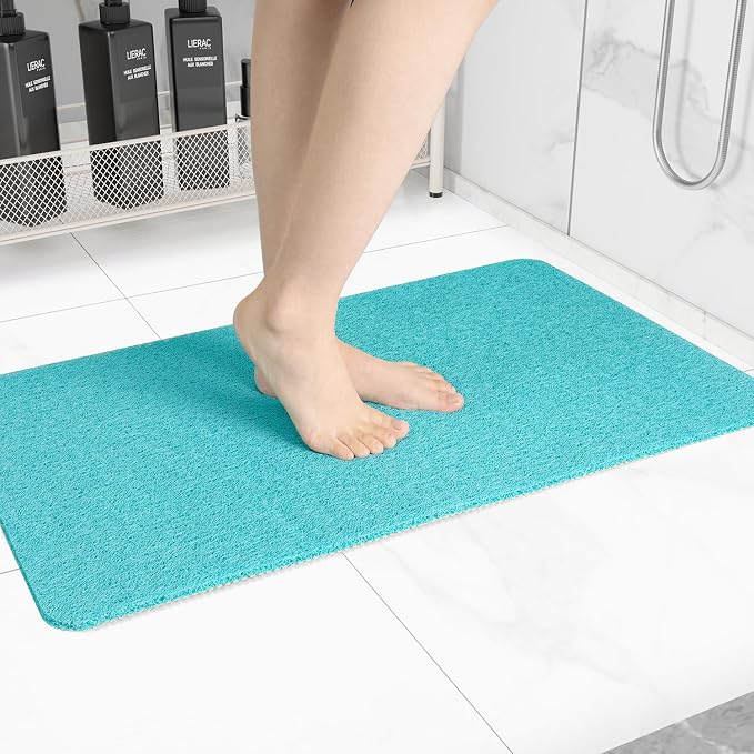 Hargiis Non-Slip Bathtub Mat, Anti Slip Shower Mat, Fast Drying Bathtub Mats, Foot Scrubber Mat, Anti Slip Mat for Tub, Floor, Bathroom, Kitchen, Home, Hotel (Turquoise Blue 32"×17")
