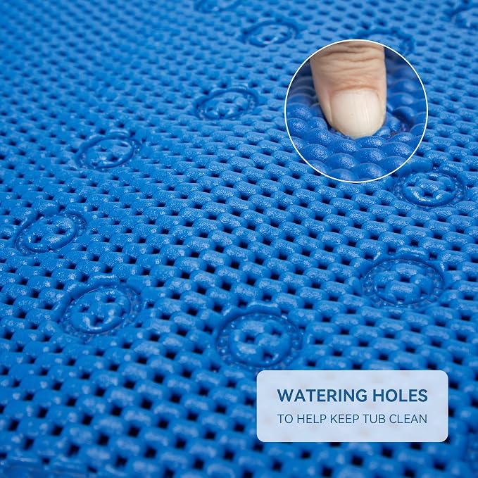 Bathtub Mat Non Slip, Soft Foam Bath Mat for Tub, Bathtub Mat with Drain Holes, Suction Cups Shower Mat (Royal Blue, 36''X17'')