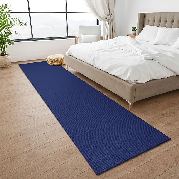 KOZYFLY Cotton Runners Rugs for Hallway 2x10, Washable Runner Rug, Woven Non Slip Kitchen Runner, Braided Entryway Rug, Floor Carpet for Entry, Aisle, Hall, Royal Blue/Navy
