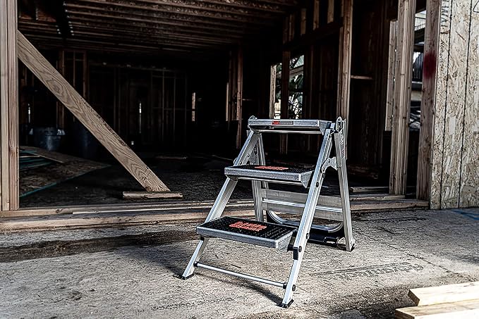 Little Giant Ladder Systems 10310BA Safety Step Stepladder with Handrail, 3-Step