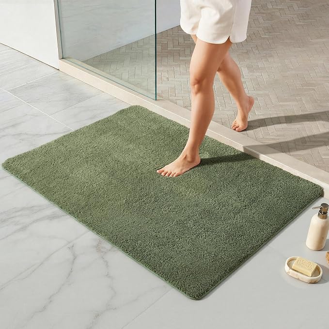 TYUU Large Bathroom Rugs, Ultra Soft Super Absorbent Bath Rugs Non Slip Washable Quick Dry Bath Mat with Rubber Backing for Bathroom Floor, Shower, or Sink, Sage Green 3' x 4'