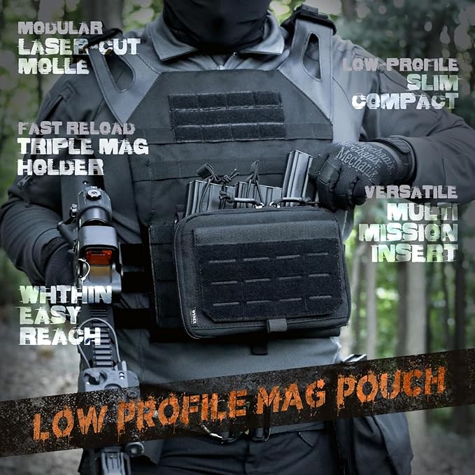 WYNEX Molle Admin Pouch of Kangaroo Style, Tactical Utility Tool Pouch with Mag/Zipper Strip Insert Modular EDC Medical Bag Organizer Attachment Patch Included