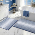 BSICPRO Bathroom Rugs and Mats Sets, 2 Piece Thick Absorbent Chenille Bath Mat Rug Set Non Slip, Soft Shaggy Bath Room Floor Mats for Bathroom, Machine Washable (20" x 32" Plus 16" x 24",Denim Blue)