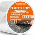 Carpet Tile Tape Wide Double Sided 4in x 90ft - Heavy Duty Reinforced Web Mesh & Residue Free - Indoor Outdoor for Carpet Tiles, Hardwood, Vinyl, Rugs, Carpet, Rubber & Mat Gripper