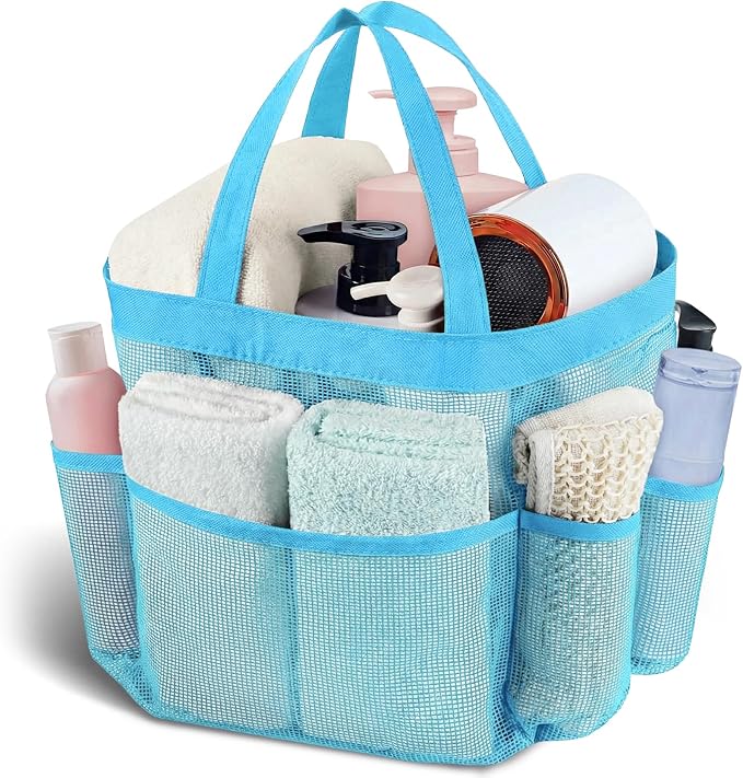 Attmu Mesh Shower Caddy Portable, Quick Dry Hanging Shower Tote Bag for College Dorm Room Essentials, Large Capacity Caddy Dorm for Bathroom Gym Swimming