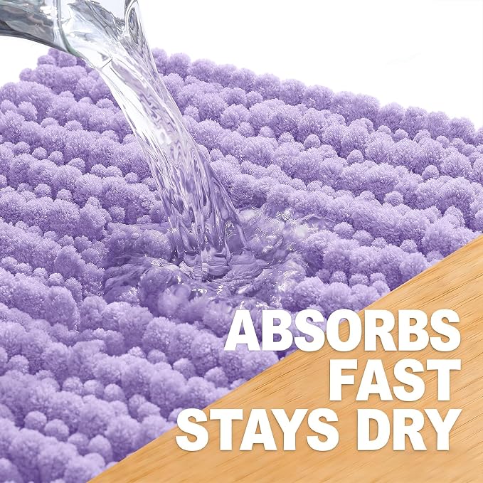 OLANLY Long Bathroom Rugs Runner 70x24, Thick Soft and Absorbent Chenille Bath Mat, Non-Slip, Machine Washable Quick Dry Bath Rugs for Tub Shower Floor, Home Decor Accessories, Lavender
