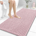 OLANLY Long Bathroom Rugs Runner 47x24, Thick Soft and Absorbent Chenille Bath Mat, Non-Slip, Machine Washable Quick Dry Bath Rugs for Tub Shower Floor, Home Decor Accessories, Dusty Rose