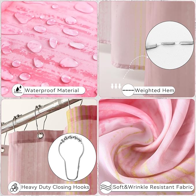XLHOMO Bathroom Accessories Set - 26PCS Pink Bathroom Set, Bathroom Accessory Set with Shower Curtain and Rugs and Bathtub Mats for Home