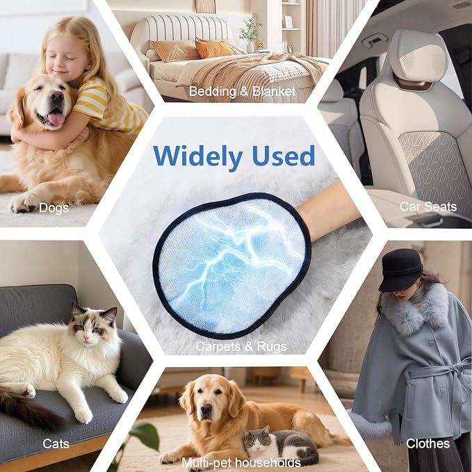 Pet Hair Removal Glove for Dogs & Cats, Reusable Washable Electrostatic Pet Hair Remover Glove, Pet Hair Mitt with Finger Straps for Couch, Carpet, Car Seats, Clothes, Furniture, Red