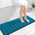 OLANLY Memory Foam Long Bathroom Rugs Runner 47x17, Super Soft Absorbent Bath Mat, Quick Dry, Machine Washable Shower Floor Rugs, Bathmat Carpet, Bathroom Home Decor Accessories, Peacock Blue