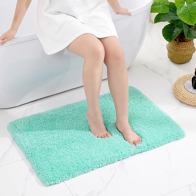 Disolla Mint Green Bathroom Rug 17x24 - Non-Slip Plush Small Bath Mat, Highly Absorbent & Ultra Soft Fluffy Floor Mat, Machine Washable for Shower and Tub