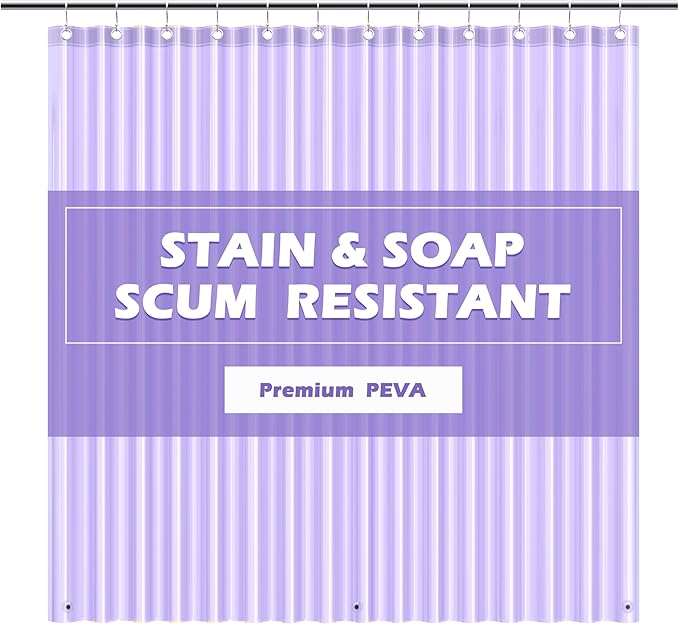 EHZNZIE Purple Shower Curtain Liner 72x72, PEVA Waterproof Bath Curtain, No Chemical Smell, 3 Weighted Magnets, Durable with Rustproof Metal Grommets