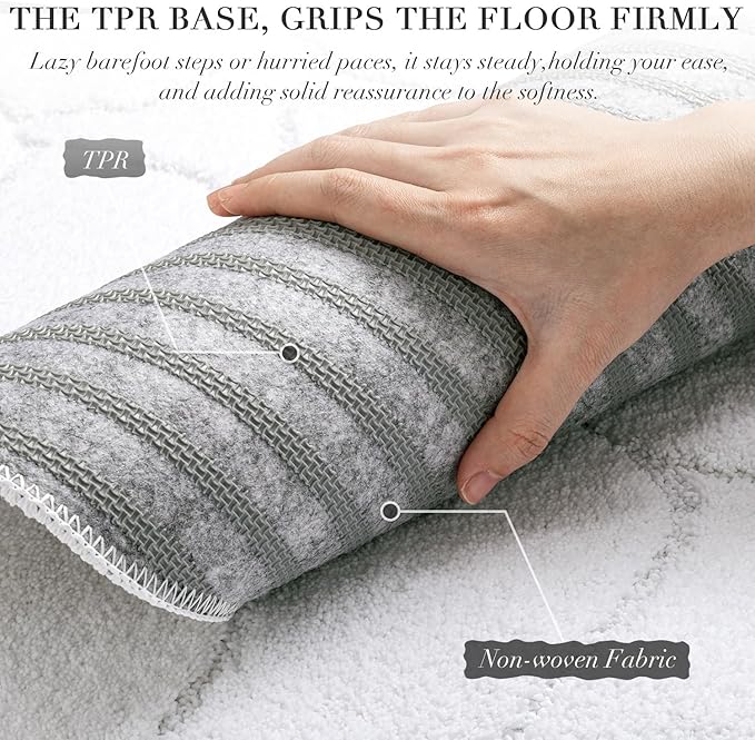 White Bathroom Rugs, 32x20 Inches Bath Mats Non Slip, Extra Soft Absorbent Microfiber Shower Bath Rugs Mats Carpet for Bathroom Floor Decor, Machine Washable (Snow White)