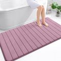 OLANLY Memory Foam Bath Mat 59x35, Super Soft Absorbent Bathroom Rugs, Quick Dry, Machine Washable Shower Floor Rugs, Bathmat Carpet, Bathroom Home Decor Accessories, Deep Plum