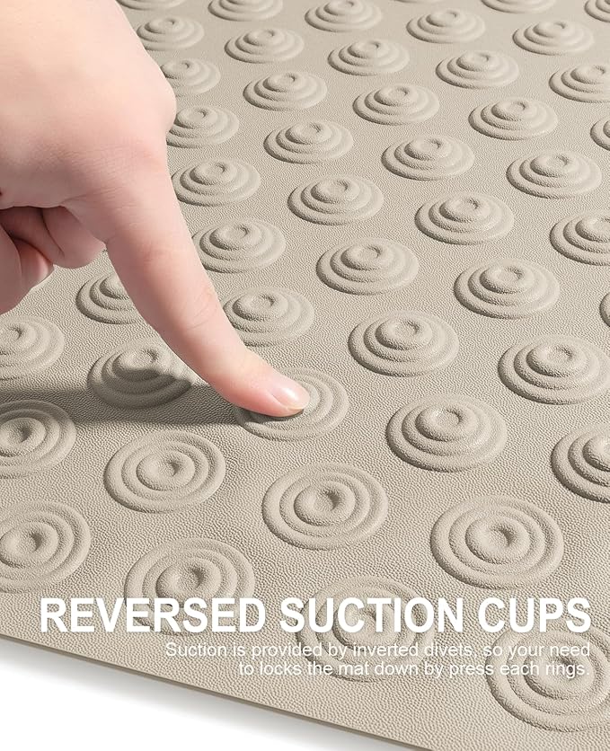 OTHWAY No Suction Cup Bath Mat: 39x16inch Extra Long Bathmat│Perfect for Refinished Bathtub Mat│Made of Nature Rubber│a Blessing for the Elderly and Children (Brown)