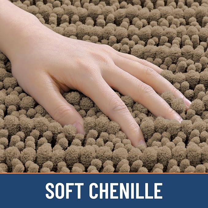 Smiry Bathroom Rugs Mat Round 24x24, Soft Absorbent Chenille Bath Rugs, Non Slip Rubber Backing Machine Washable Quick Dry Bath Mats for Bathroom Floor, Tub, Shower, Home Accessories, Camel