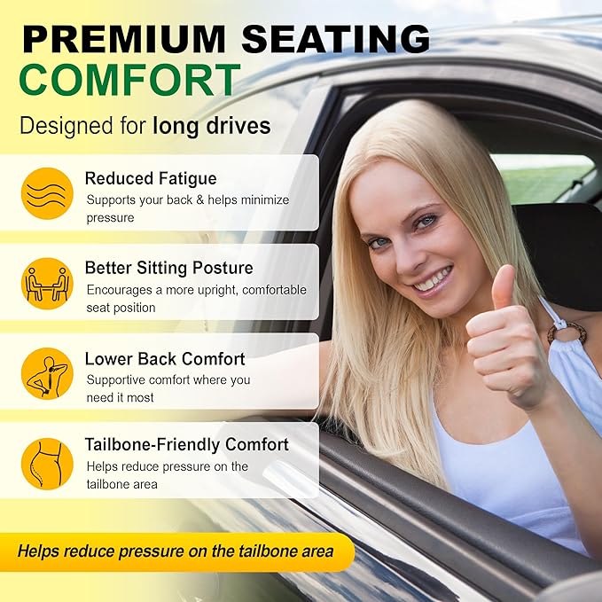 kingphenix 3-Piece Car Seat Cushion Set, 1.2inch Memory Foam Comfort, 2 Front Automotive Seat Cushions + Rear Bench Cushion, Non-Slip Bottom, Fits Sedan SUV Truck Van, Car & Office Chair, Brown