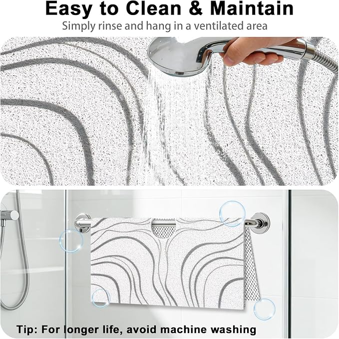 Square Shower Mat Non Slip: 32x32 Inch Extra Large Shower Mats for Inside Shower, Non Slip Shower Mat with Drain Hole in Middle- Anti Slip Shower Floor Mat, Loofah Shower Stall Mats for Elderly