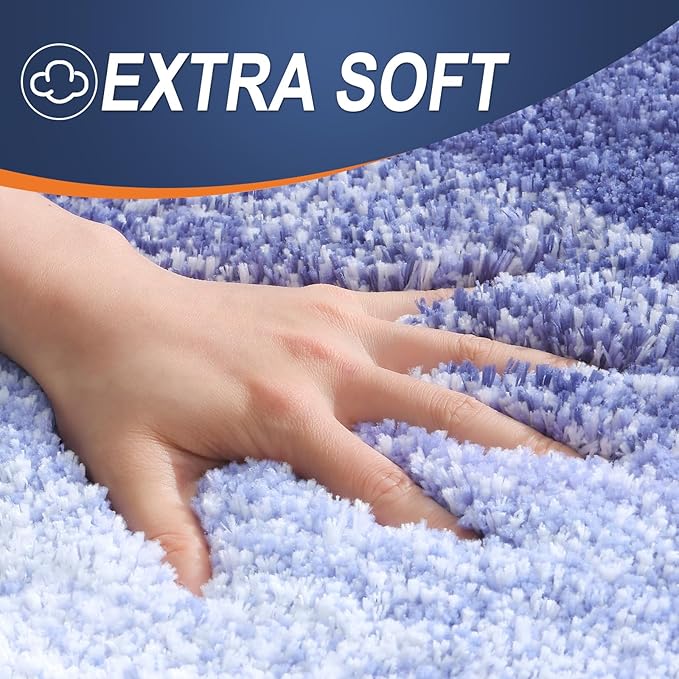 OLANLY Large Bathroom Rugs Mat 45x27, Extra Soft Absorbent Microfiber Bath Rugs, Rubber Backing, Quick Dry, Machine Washable Bath Mats for Bathroom, Tub and Shower, Home Decor Accessories, Blue-Violet