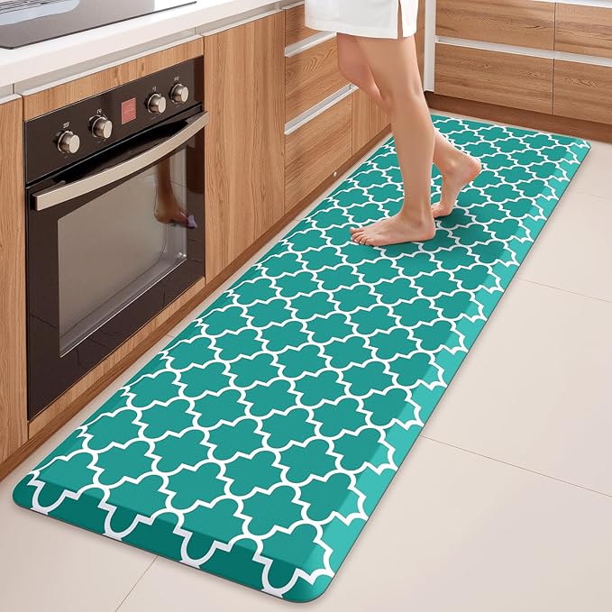 WISELIFE Anti Fatigue Floor Mat - 4/5 Inch Thick Kitchen Mat Non Slip Waterproof Heavy Duty Ergonomic Comfort Mat Durable for Home, Office, Sink, Laundry,(22" x 72", Green)