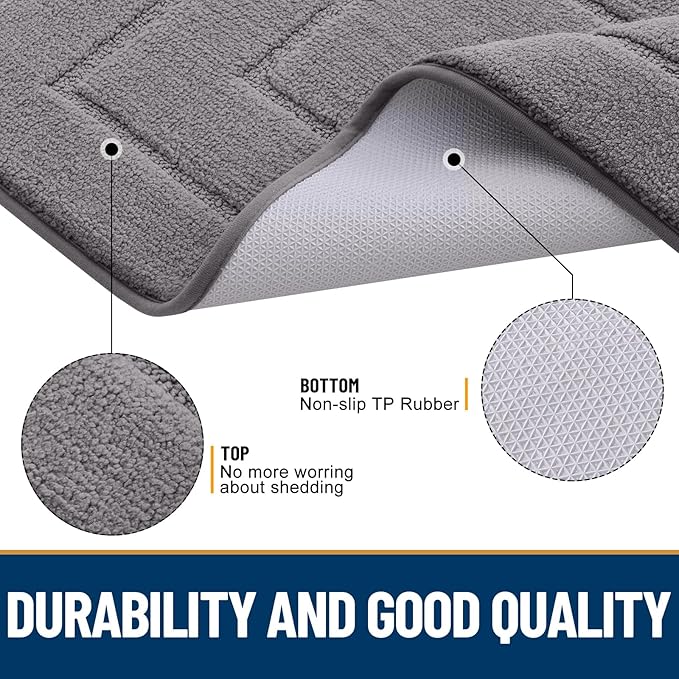 Smiry Dog Door Mat for Muddy Paws, Absorbs Moisture and Dirt, Low-Profile Entryway Mat with Non-Slip Backing, Entry Indoor Outdoor Doormat for Inside Floor (24x16 Inches, Grey, Bordered)